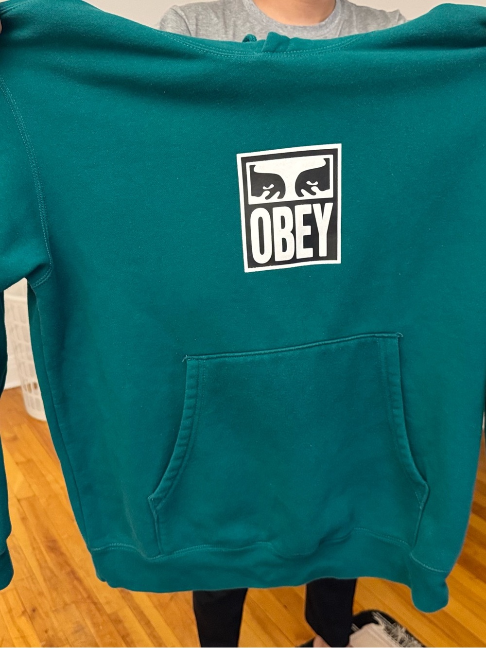 Obey Men's Teal Crewneck Pullover Hoodie